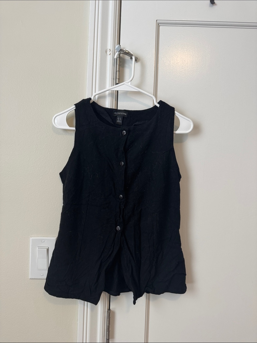 PrettyLittleThing Black Sleeveless Button-Front Top